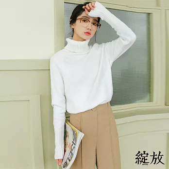 【綻放】清新高領插肩袖套頭毛衣-共2色-81024(F可選)F白色