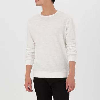 [MUJI無印良品]男有機棉圓領長袖T恤L柔白