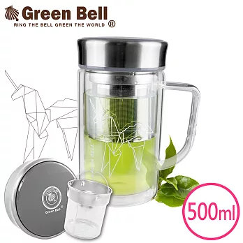 GREEN BELL綠貝 星幻雙層玻璃泡茶杯500ml-冷酷灰