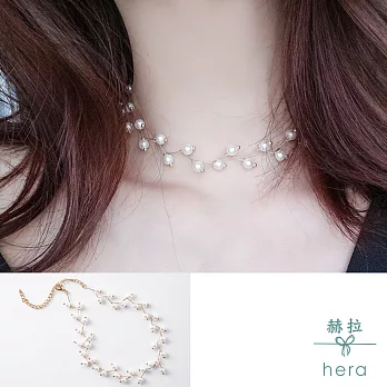 【Hera】赫拉 choker樹枝珍珠頸鍊/短項鍊(金色)