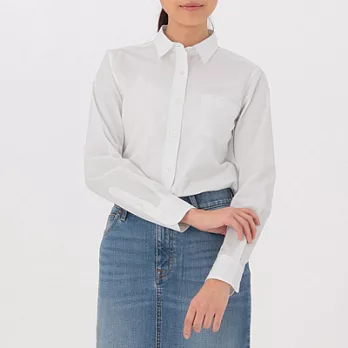 [MUJI無印良品]女有機棉水洗平織布襯衫L白色