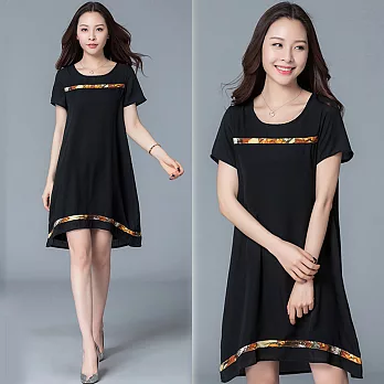 【NUMI】森-顯瘦A字中長款連衣裙-黑色-51550(M-2XL可選)2XL黑色