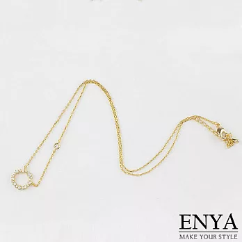 Enya★圈形水鑽項鍊金色