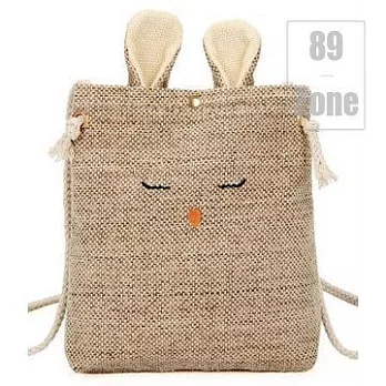 89zone 韓版可愛純色麻布兔子帆布包 113100514米棕色