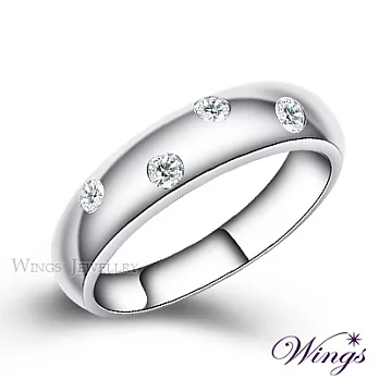 Wings 誓約 頂級八心八箭方晶鋯石 925純銀鍍白K戒指 (寬版) 可做對戒 美圍9號
