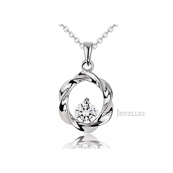 Wings 彩弧心鑽 八心八箭方晶鋯石精鍍白K金項鍊