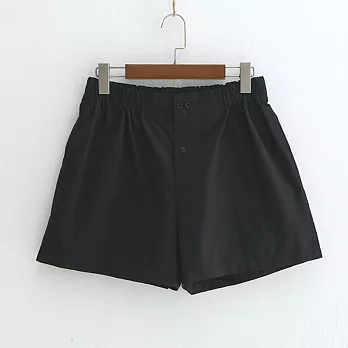 【初色】純色鬆緊寬短褲-共5色-91727(F可選)F黑色