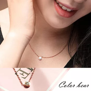 【卡樂熊】日韓簡約單鑽造型項鍊/鎖骨鍊-玫瑰金