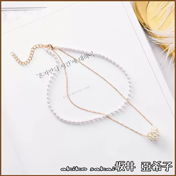 『坂井.亞希子』簡約甜美珍珠鍊條雙層造型鎖骨鍊