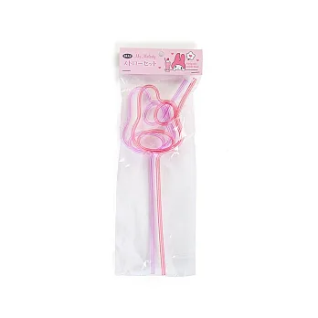 《Sanrio》美樂蒂大臉輪廓造型彩色吸管2入組