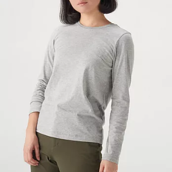 [MUJI無印良品]女有機棉圓領長袖T恤S淺灰