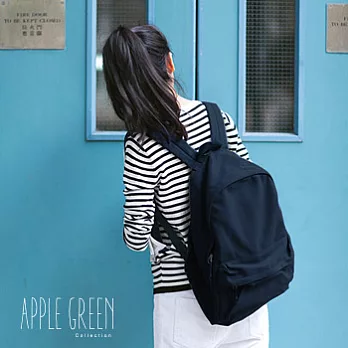 Apple Green 日系簡約帆布後背包(黑)