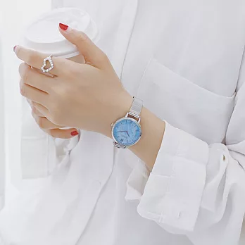 Watch-123 青春放縱-雲彩紋高顏值金屬米蘭帶手錶 (4色任選)銀帶藍盤