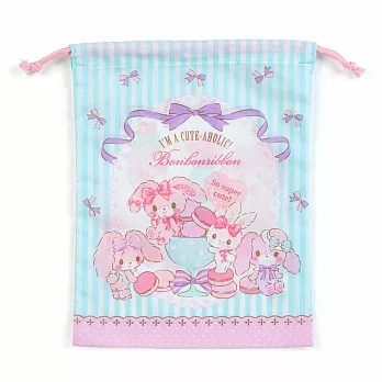 Sanrio 蹦蹦兔日本製布面縮口袋M(午茶派對)