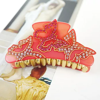 【PinkyPinky Boutique】超美水晶蝴蝶 抓夾(粉紅色)