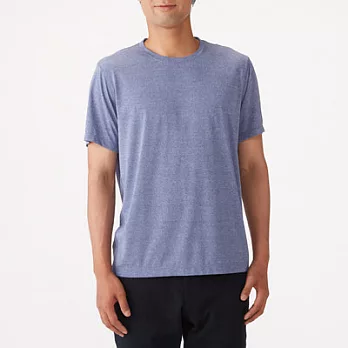 [MUJI無印良品]男吸汗速乾聚酯纖維短袖T恤XL藍色