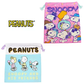 【日本正版授權】史努比 束口袋/收納袋/抽繩束口袋 Snoopy PEANUTS -粉色款