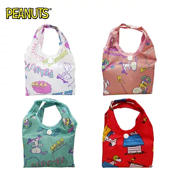 【日本正版授權】史努比 摺疊 購物袋/環保袋/手提袋 防潑水 Snoopy PEANUTS -白色款