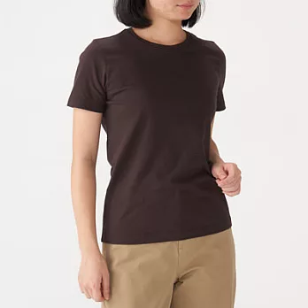 [MUJI無印良品]女有機棉圓領短袖T恤M深棕