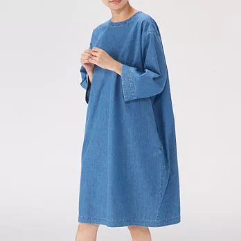 [MUJI無印良品]女有機棉丹寧洋裝ONE SIZE煙燻藍