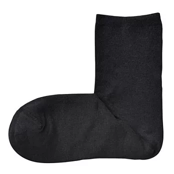 [MUJI無印良品]女棉混內裏混蠶絲直角襪黑色23~25cm