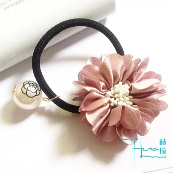 【Hera 赫拉】布藝山茶花朵韓版仿真珍珠髮圈-三色粉色
