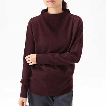 [MUJI無印良品]女氂牛毛混羊毛寬領針織衫XL暗紅