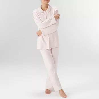 [MUJI無印良品]女有機棉混無側縫針織刺縫家居睡衣S粉紅