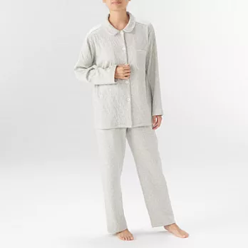 [MUJI無印良品]女有機棉混無側縫針織刺縫家居睡衣M灰色