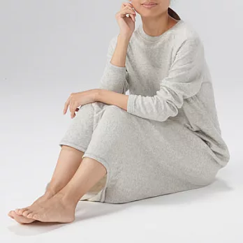 [MUJI無印良品]女有機棉混針織刺縫家居連身裙M灰色