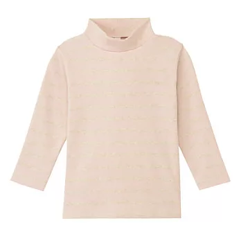 [MUJI無印良品]幼兒有機棉混起毛針織橫紋短領長袖T恤100淺粉