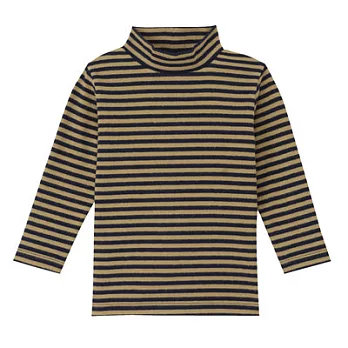 [MUJI無印良品]幼兒有機棉混起毛針織橫紋短領長袖T恤90駝色橫紋