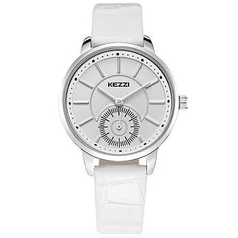 KEZZI 珂紫1287-小秒錶盤都會時尚手錶白色x女