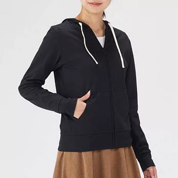 [MUJI無印良品]女棉混拉鍊連帽外套M黑色
