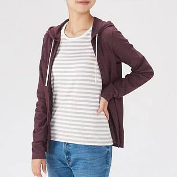 [MUJI無印良品]女棉混拉鍊連帽外套M暗紅