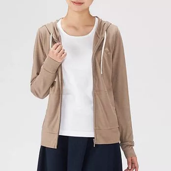 [MUJI無印良品]女棉混拉鍊連帽外套XL摩卡棕