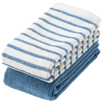 [MUJI無印良品]棉直紋面用巾組2入組/藍色