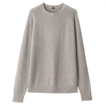 [MUJI無印良品]男有機棉鹿子織圓領針織衫M灰色