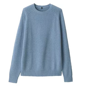 [MUJI無印良品]男有機棉鹿子織圓領針織衫XL淺藍