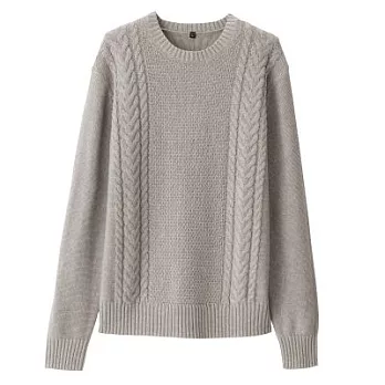 [MUJI無印良品]男有機棉織紋圓領針織衫XL灰色