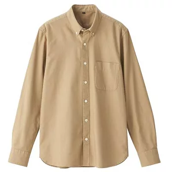 [MUJI無印良品]男新疆棉胚布染牛津布扣領襯衫L淺米