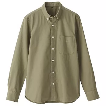 [MUJI無印良品]男新疆棉胚布染牛津布扣領襯衫S卡其綠