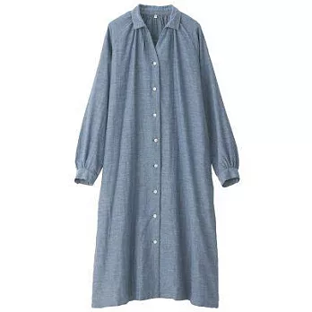 [MUJI無印良品]女印度棉二重紗織襯衫洋裝M~L煙燻藍