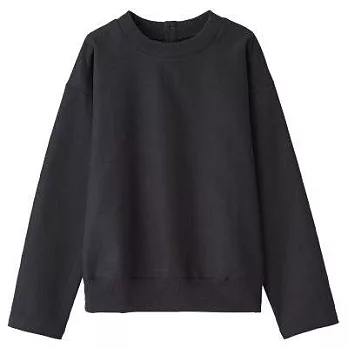 [MUJI無印良品]女新疆棉二重織螺紋套衫M黑色