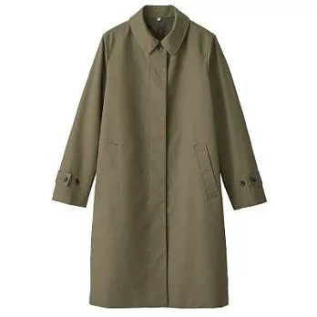 [MUJI無印良品]女棉混撥水加工折領大衣M卡其綠