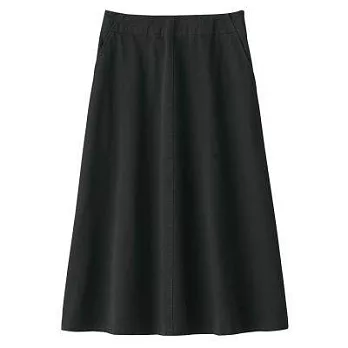 [MUJI無印良品]女有機棉縱橫彈性綾織舒適寬擺裙M黑色