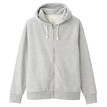 [MUJI無印良品]男棉混節紗裏毛拉鍊連帽外套XL灰色