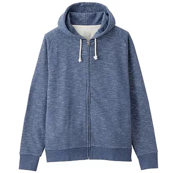 [MUJI無印良品]男棉混節紗裏毛拉鍊連帽外套M深藍