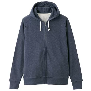 [MUJI無印良品]男棉混節紗裏毛拉鍊連帽外套XL暗藍