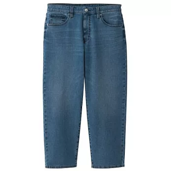 [MUJI無印良品]男有機棉混縱橫彈性丹寧寬版褲S藍色